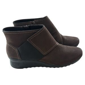 Clarks Cloudsteppers Womens‎ Caddell Rush Booties Brown Ankle Boots 11 Comfort